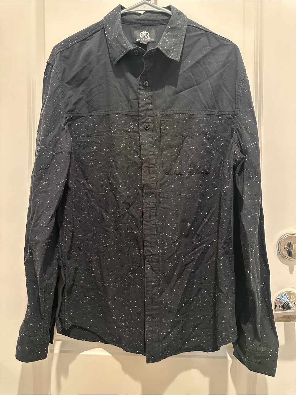 Rock & Republic Black Speckled Lightweight Shirt Jacket